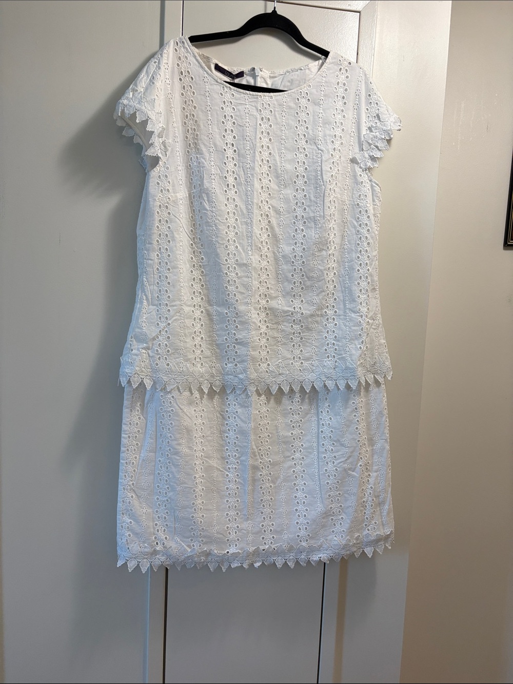 Laurel White Eyelet Lace Short Sleeve Dress - Classic Summer Style